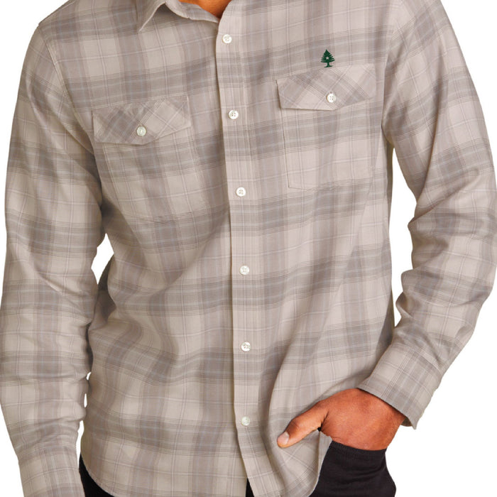 Mens Plaid Flannel Shirt Frost Grey