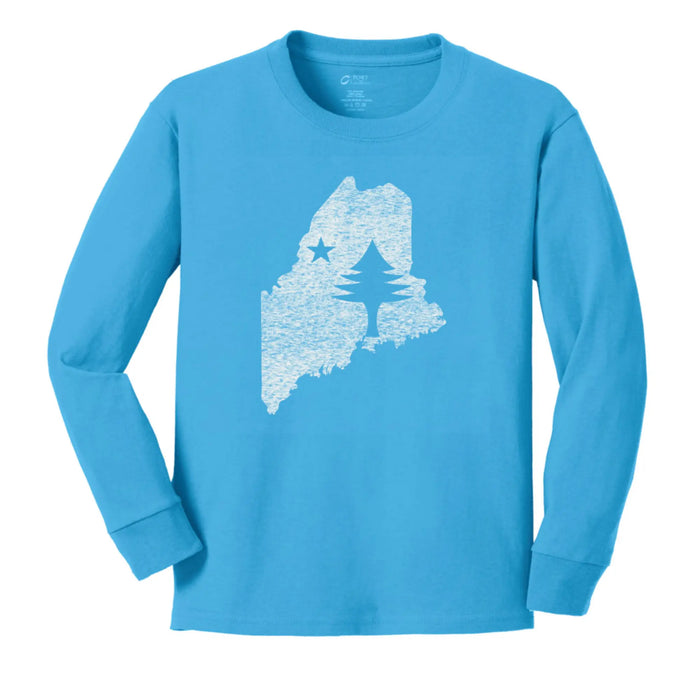 Kids Maine State Flag Long Sleeve T-Shirt