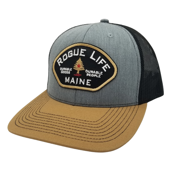 Rogue Life Durable Trucker Hat Grey Gold