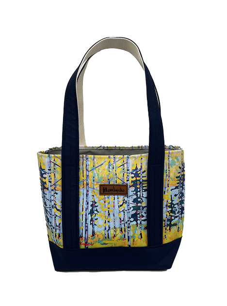 Canvas to Canvas artist collaboration with Holly Lombardo, renowned Maine artist - shop unique canvas tote bags with vibrant fall print creations
