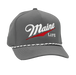 Performance 5-Panel Cap with visor cord in gray color and MAINE LiFE Embroidered lettering