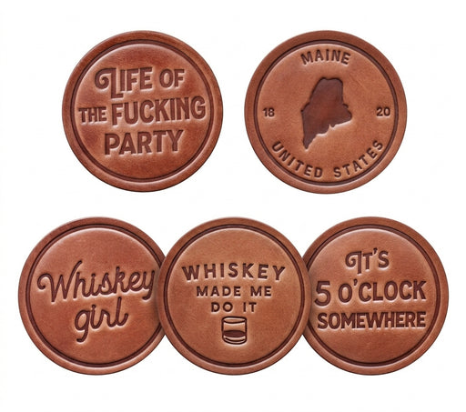 Leather Coasters ROGUE LIFE MAINE