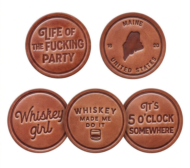 Leather Coasters ROGUE LIFE MAINE