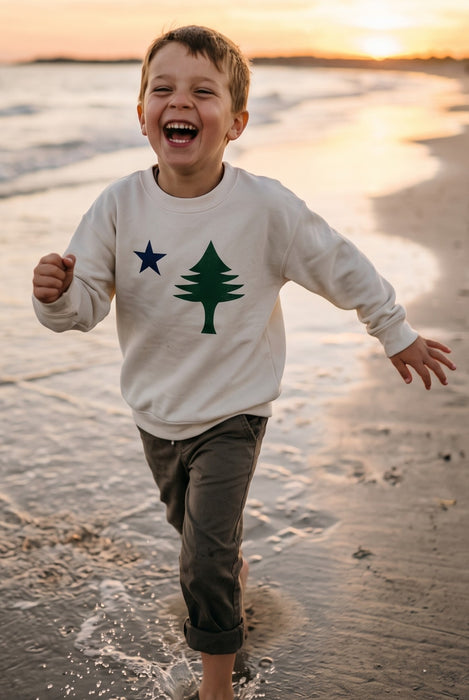 Youth 1901 Maine Flag Classic Crewneck Sweatshirt ROGUE LIFE Co. Sweatshirt