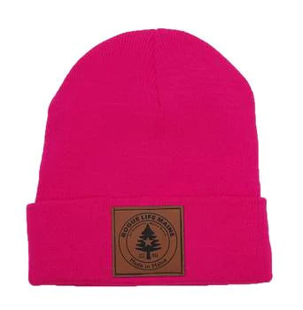 Rogue Life Logo Leather Patch Fleece-Lined Knit Beanie