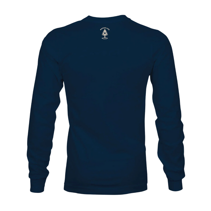 Maine State Flag Navy Blue Long Sleeve T-Shirt