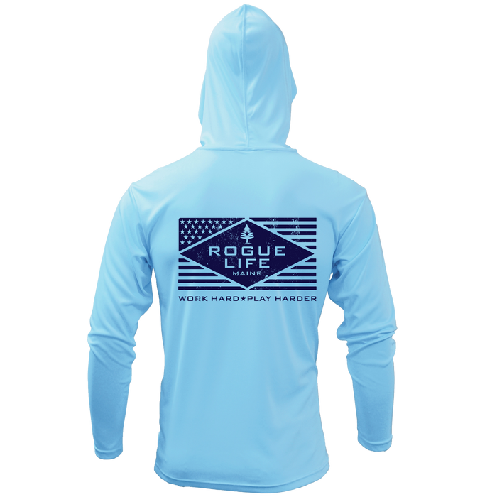 RLM USA UPF 50+ Ultralight Men's Long Sleeve Hoodie - SKYBLUE