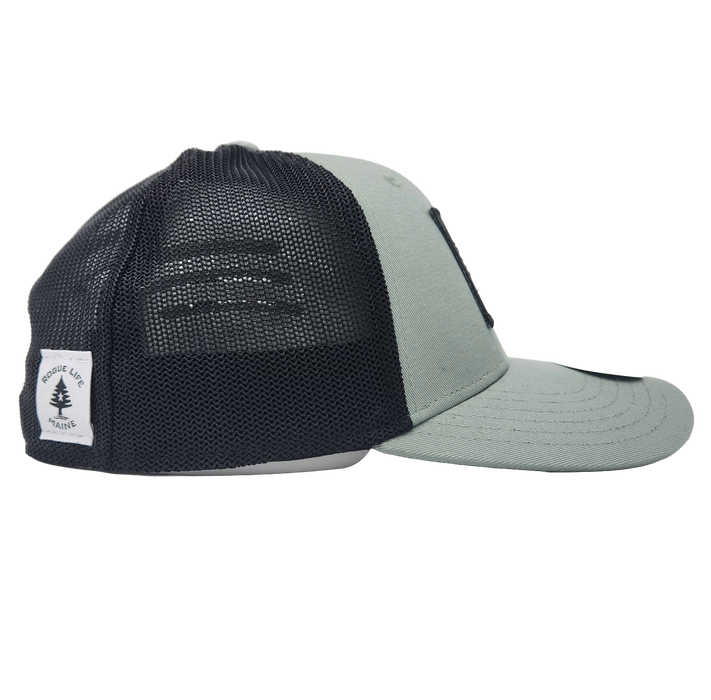 MAINE Flag Black Patch Trucker Hat
