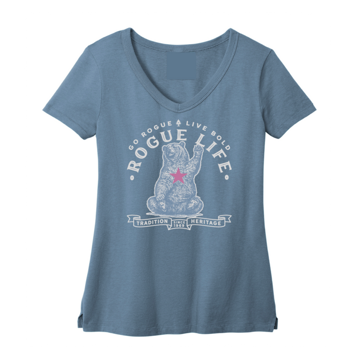 Go Rogue Live Bold Vintage Bear Women's V-Neck T-Shirt