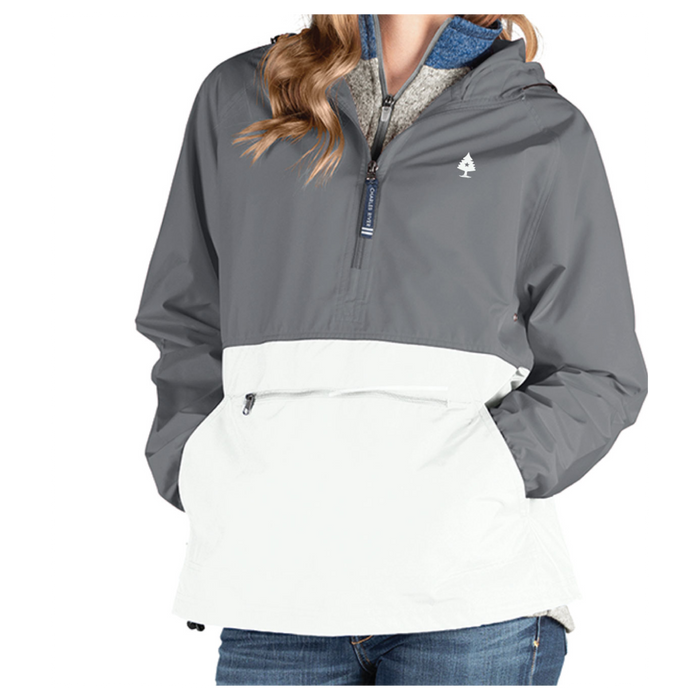 Womens Pack-N-Go Pullover Windbreaker-Grey White