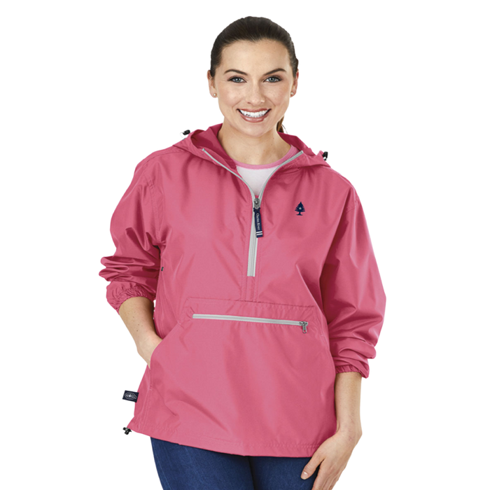 Womens Pack-N-Go Pullover Windbreaker-Coral