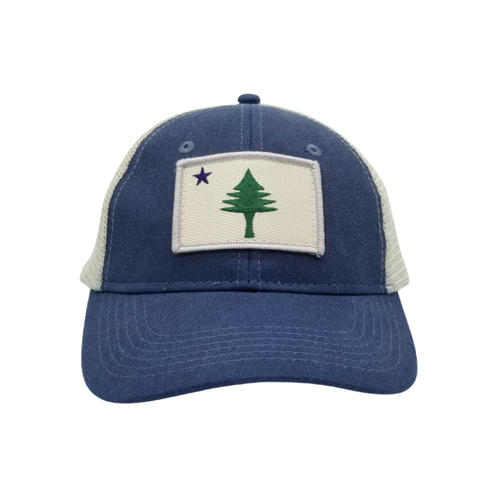 Maine Flag Patch Trucker Hat Stone Wash