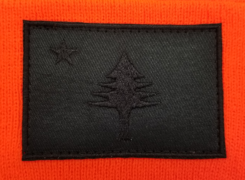 MAINE Flag Black Patch on Fleece-Lined Beanie