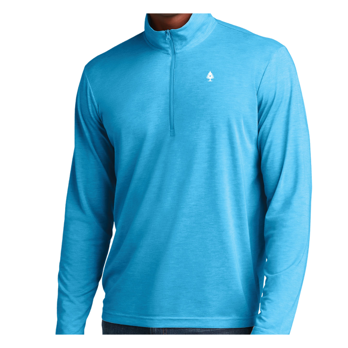 Mens 1/4 Zip Heather Pond Blue Shirt