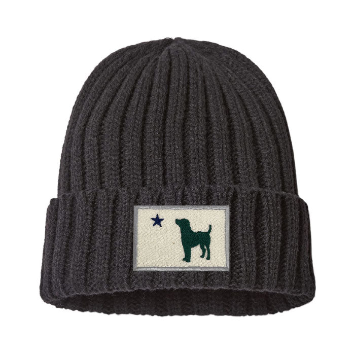 Maine Flag Dog Patch Cable Knit Cuffed Beanie