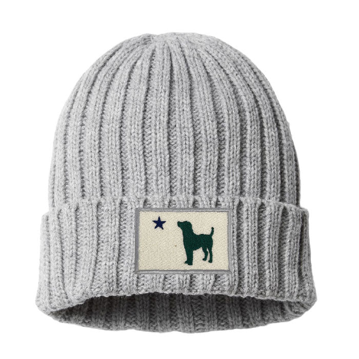 Maine Flag Dog Patch Cable Knit Cuffed Beanie