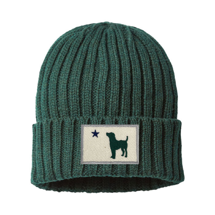Maine Flag Dog Patch Cable Knit Cuffed Beanie