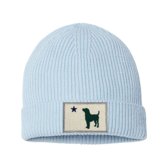 Maine Flag Dog Patch Cable Knit Cuffed Beanie