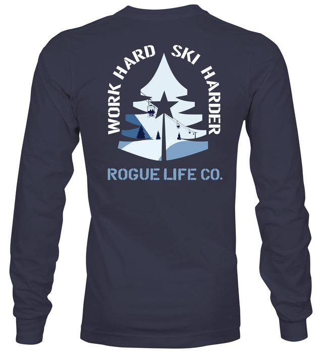 Work Hard Ski Harder Long-Sleeve Shirt ROGUE LIFE Co. Long Sleeve