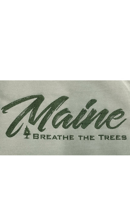 Maine 'Breathe The Trees' Embroidered Crew Sweatshirt - Sage