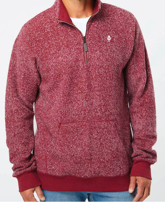 Mens Heavyweight Fleece Sherpa 1/4 Zip Burgundy