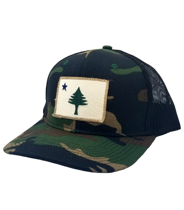 Maine Flag Patch Camo Trucker Hat