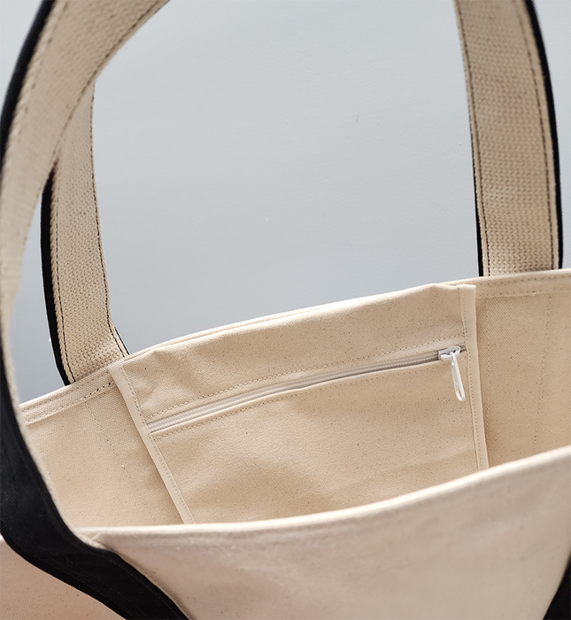 Tote bags with sales pockets and zippers