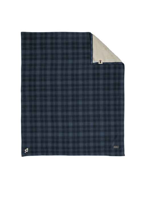 Plush Eddie Bauer Navy Plaid Fleece Blanket