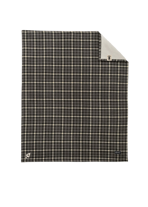 Plush Eddie Bauer Gray Plaid Fleece Blanket
