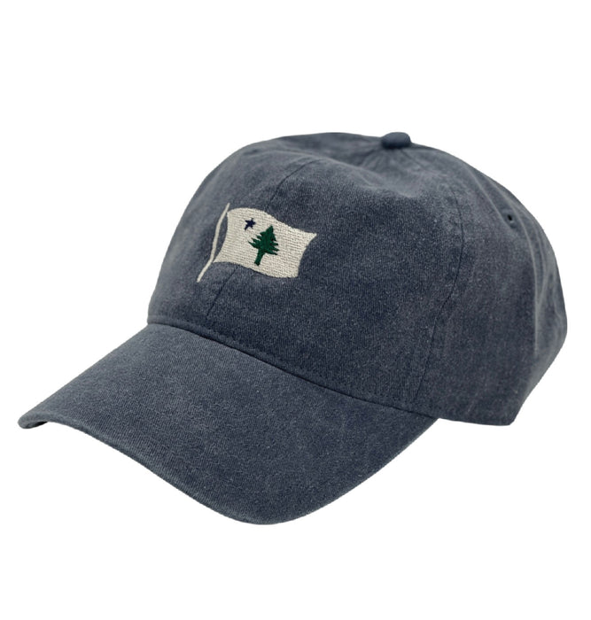 Waving Flag Embroidered on Pigment Dyed Canvas Hat - Denim Blue