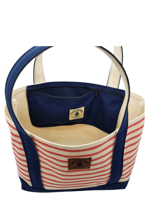 Rogue's Red Striped Large Tote Bag - Navy — ROGUE LIFE MAINE